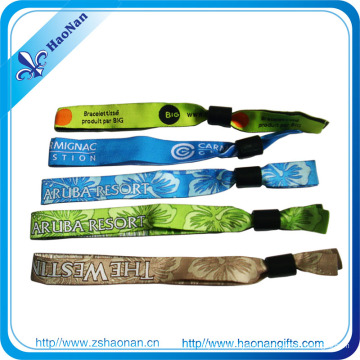 Serrure en plastique noire colorée de bracelet de tissu tissé par bracelet promotionnel coloré